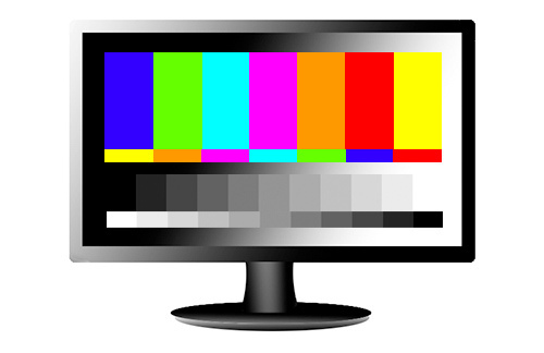 Ilustração de televisão com barras de cor no ecrã