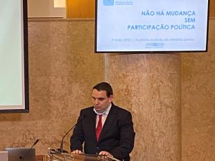 Diogo Costa, Tesoureiro da Direção Nacional, durante a sessão de abertura